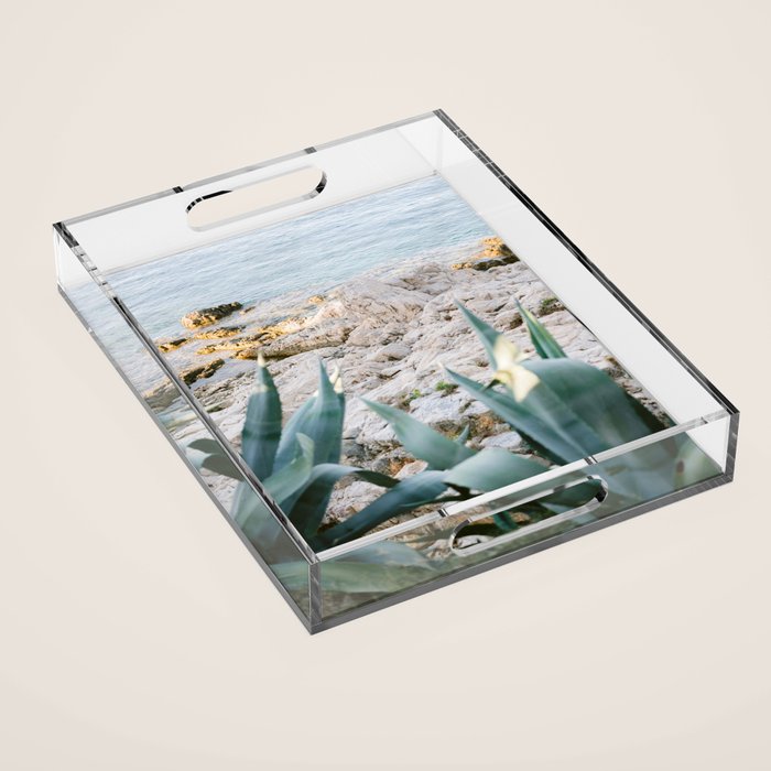 A few steps from the ocean | Fine art Croatia travel photography print | Coastal sea wall art Acrylic Tray Gallery Image 1