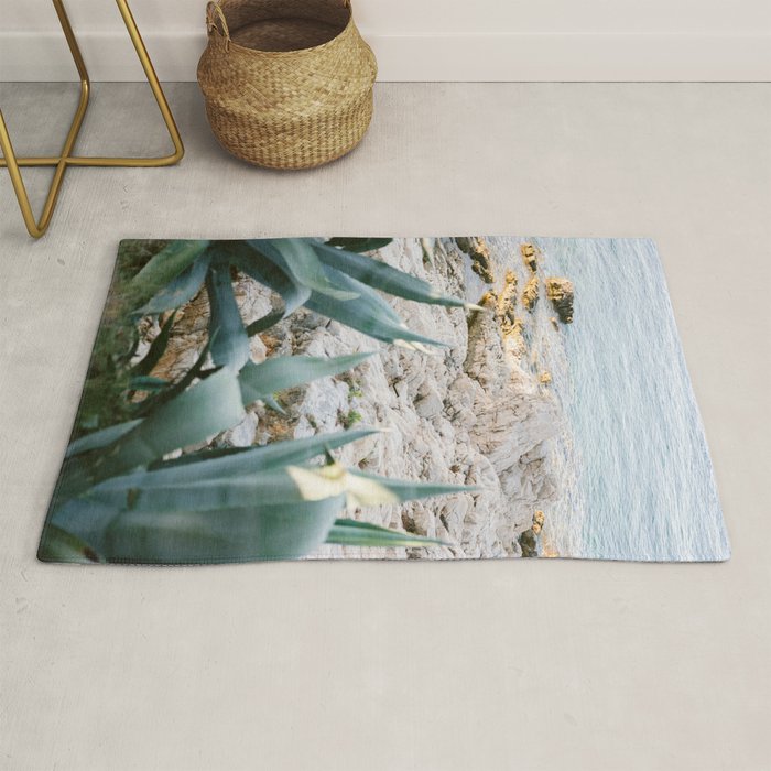 A few steps from the ocean | Fine art Croatia travel photography print | Coastal sea wall art Rug Gallery Image 1