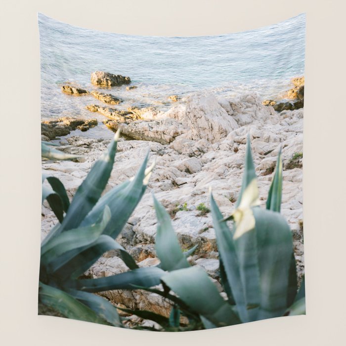 A few steps from the ocean | Fine art Croatia travel photography print | Coastal sea wall art Wall Tapestry Gallery Image 1