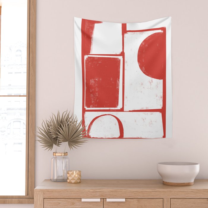 Red Geometric Object Wall Tapestry Gallery Image 2