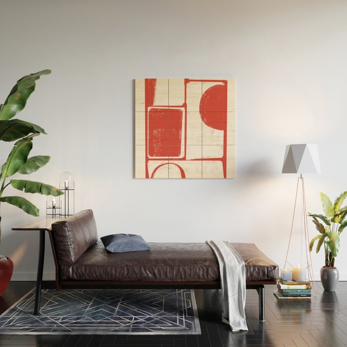 Red Geometric Object Wood Wall Art Gallery Image 2
