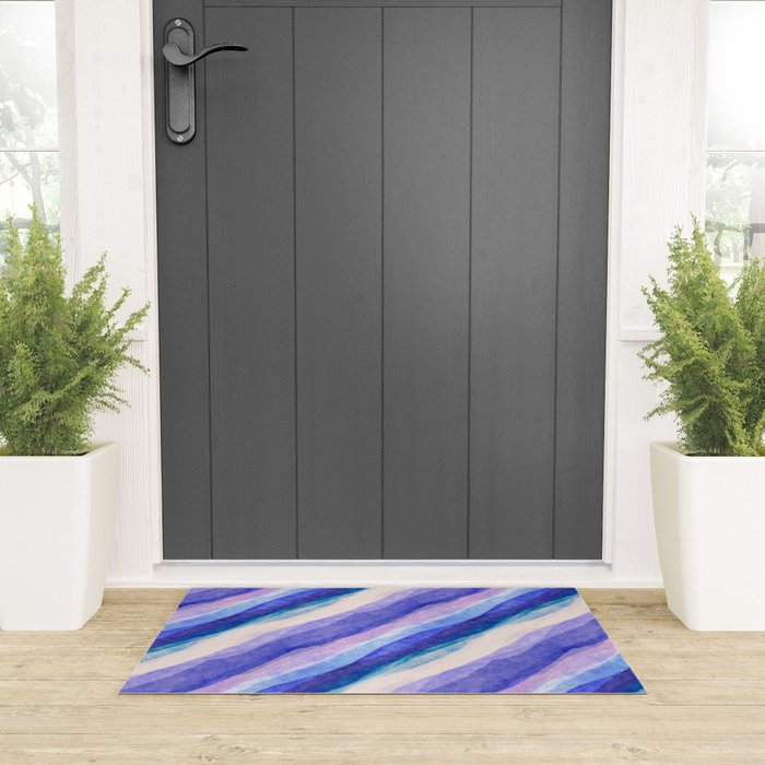 Ripples abstract diagonal stripe Welcome Mat Gallery Image 3