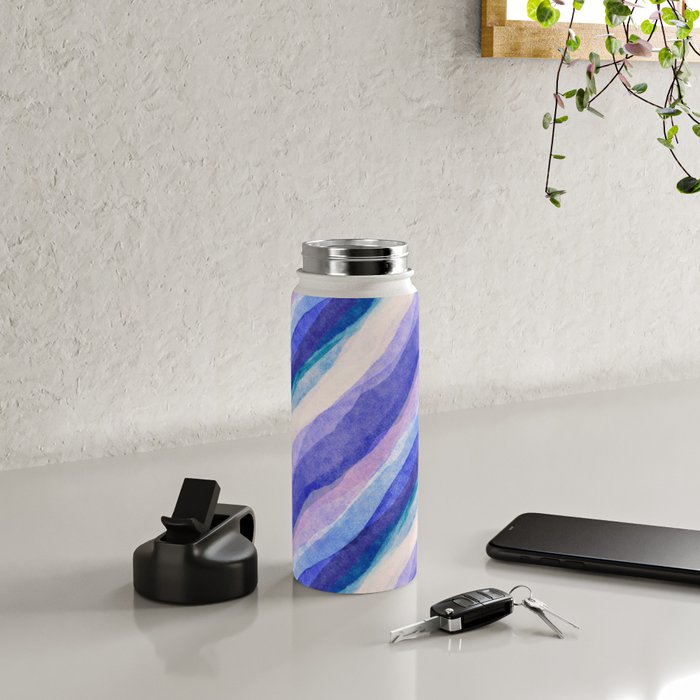 Ripples abstract diagonal stripe Water Bottle Gallery Image 4