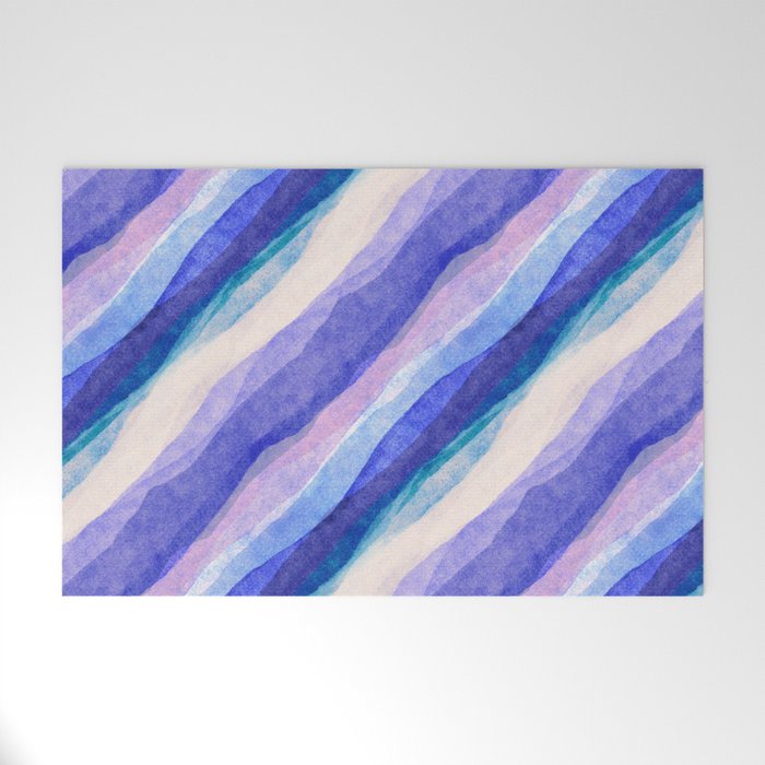 Ripples abstract diagonal stripe Welcome Mat Gallery Image 1