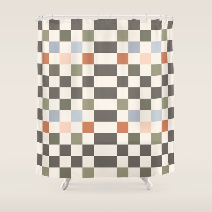 Fall Checkerboard Shower Curtain Gallery Image 1