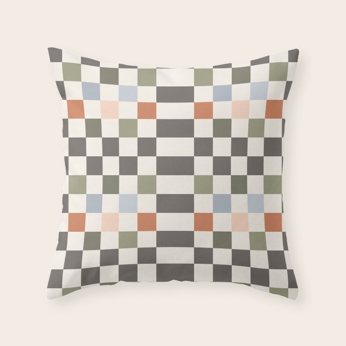 Fall Checkerboard Throw Pillow Gallery Image 6