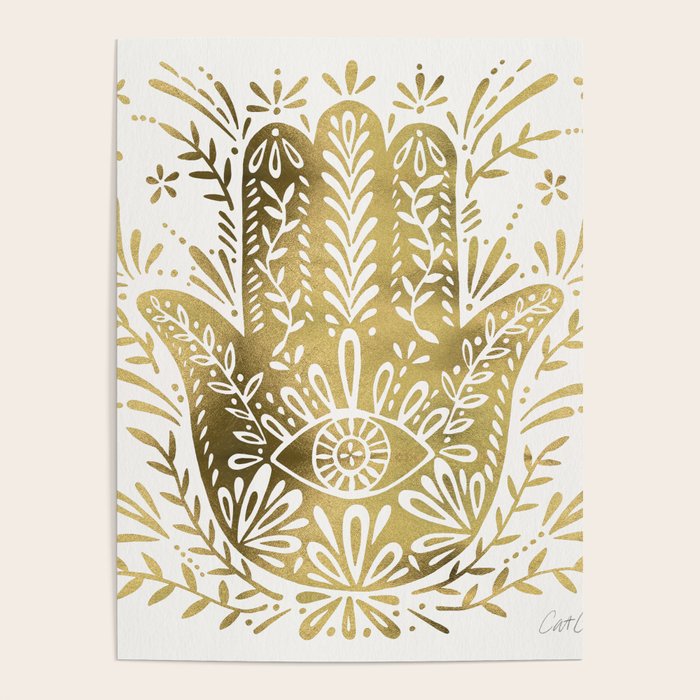 Hamsa Hand - Gold Palette Poster Gallery Image 4