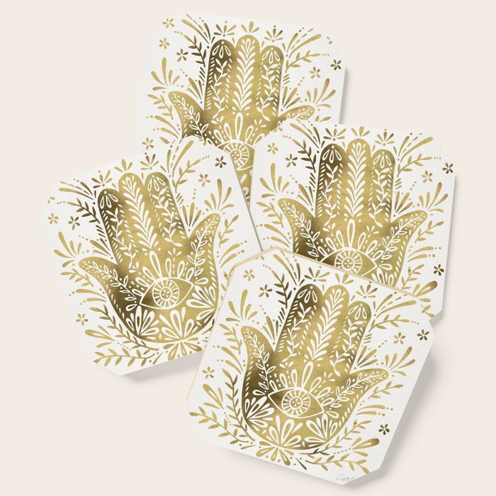 Hamsa Hand - Gold Palette Coaster Gallery Image 1