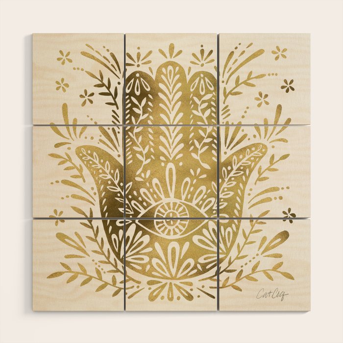 Hamsa Hand - Gold Palette Wood Wall Art Gallery Image 1