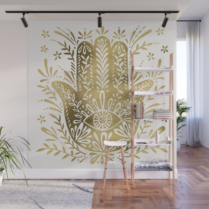 Hamsa Hand - Gold Palette Wall Mural Gallery Image 1