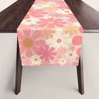 Blush Pink 60s 70s Vintage Flower Power Floral Pattern Table Runner Gallery Image 1