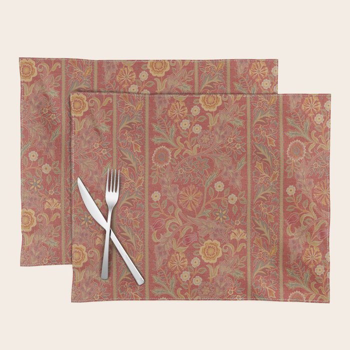 William Morris Vintage Wilhelmina Weave Lethaby Rust Red Placemat Gallery Image 1