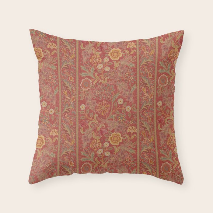 William Morris Vintage Wilhelmina Weave Lethaby Rust Red Throw Pillow Gallery Image 1
