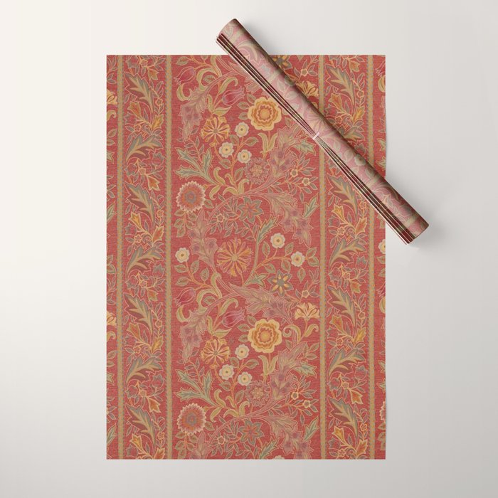 William Morris Vintage Wilhelmina Weave Lethaby Rust Red Wrapping Paper Gallery Image 1