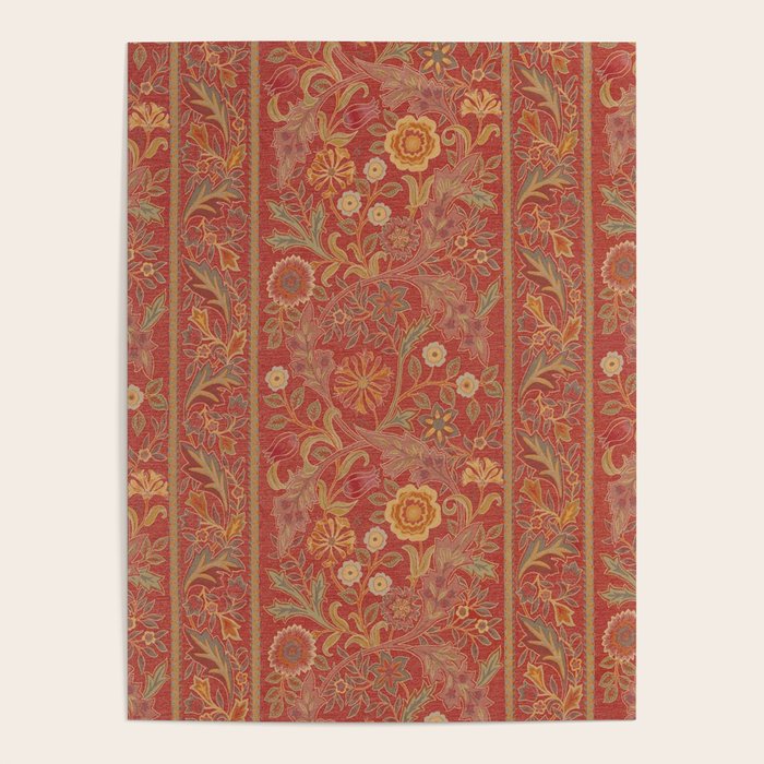 William Morris Vintage Wilhelmina Weave Lethaby Rust Red Poster Gallery Image 1