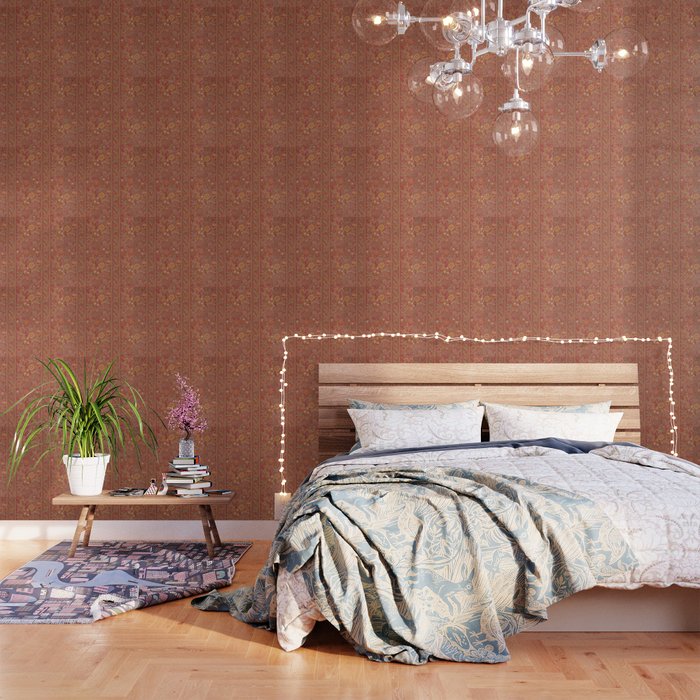 William Morris Vintage Wilhelmina Weave Lethaby Rust Red Wallpaper Gallery Image 1