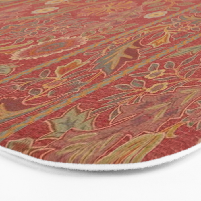 William Morris Vintage Wilhelmina Weave Lethaby Rust Red Bath Mat Gallery Image 3