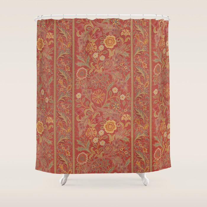 William Morris Vintage Wilhelmina Weave Lethaby Rust Red Shower Curtain Gallery Image 1