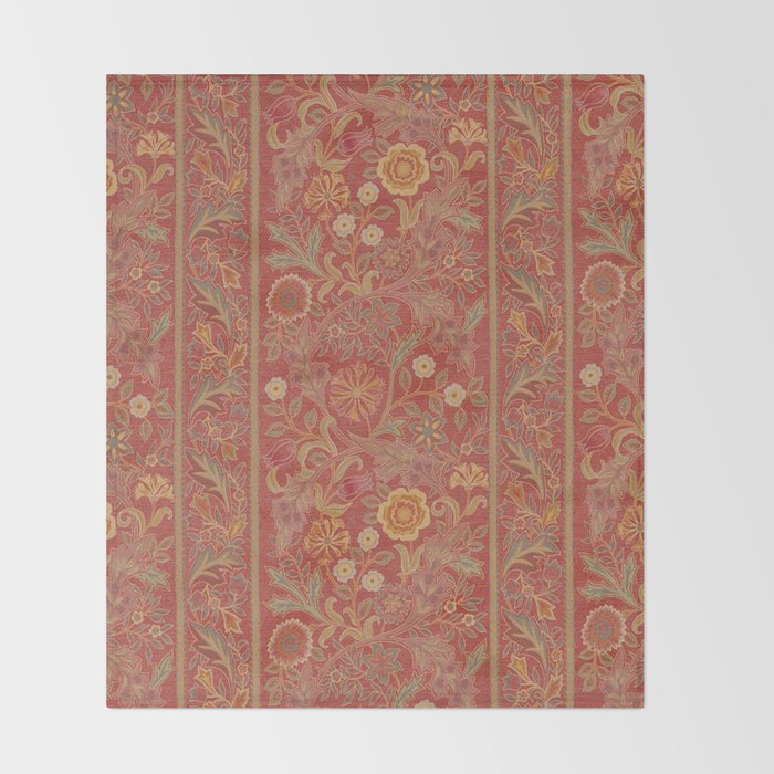 William Morris Vintage Wilhelmina Weave Lethaby Rust Red Throw Blanket Gallery Image 2