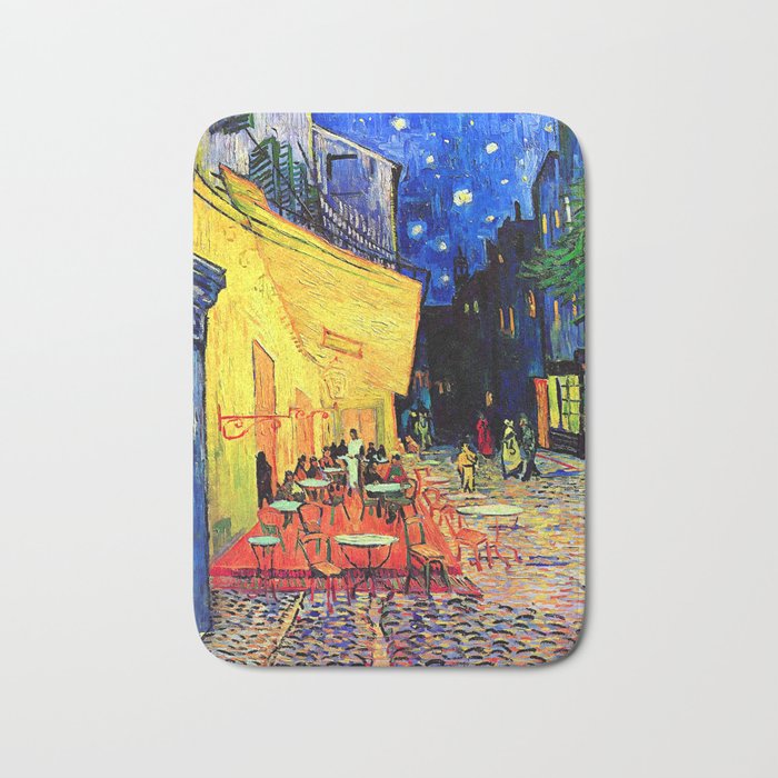 Van Gogh Cafe Terrace Place du Forum at Night Bath Mat Gallery Image 1