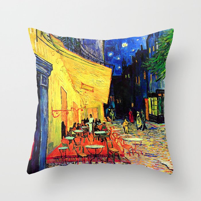 Van Gogh Cafe Terrace Place du Forum at Night Throw Pillow Gallery Image 6