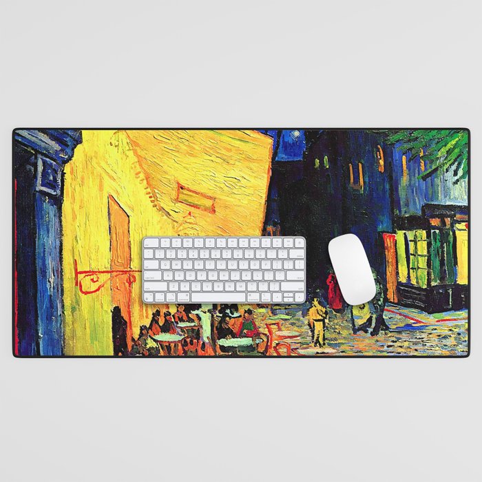 Van Gogh Cafe Terrace Place du Forum at Night Desk Mat Gallery Image 1