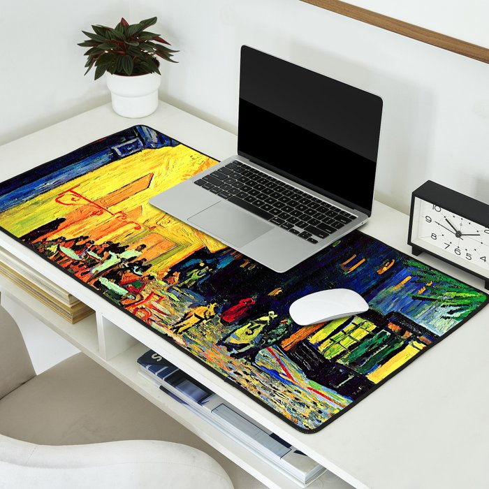 Van Gogh Cafe Terrace Place du Forum at Night Desk Mat Gallery Image 2