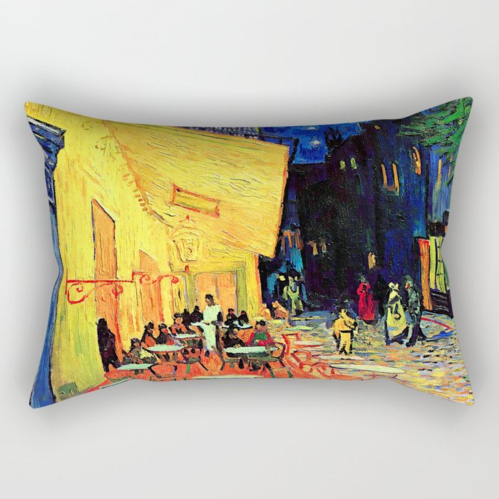 Van Gogh Cafe Terrace Place du Forum at Night Rectangular Pillow Gallery Image 1