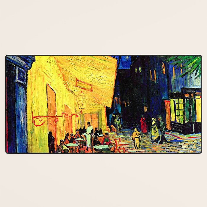 Van Gogh Cafe Terrace Place du Forum at Night Desk Mat Gallery Image 3
