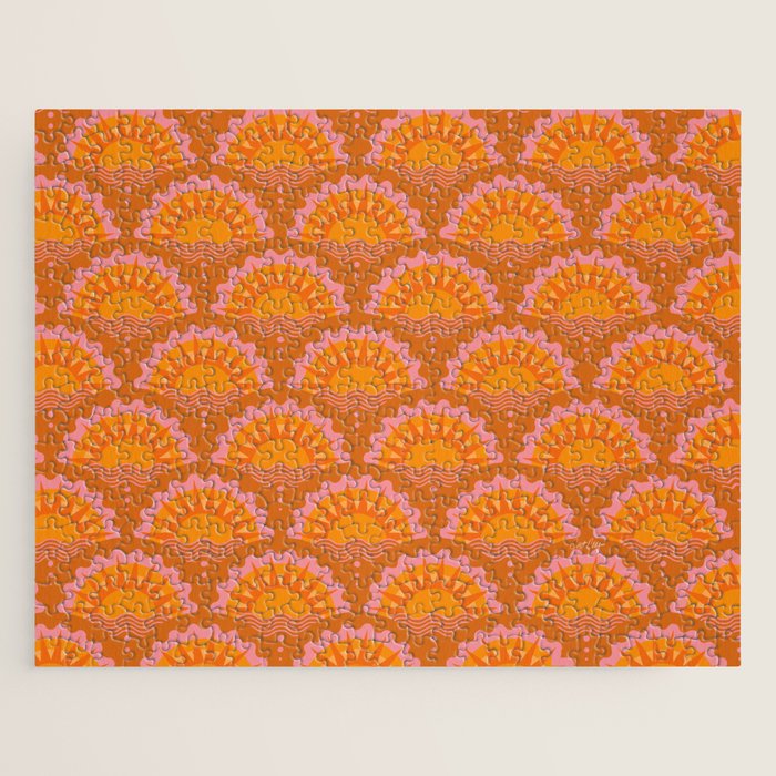 Sunset Seigaiha - Retro Sunshine Jigsaw Puzzle Gallery Image 1