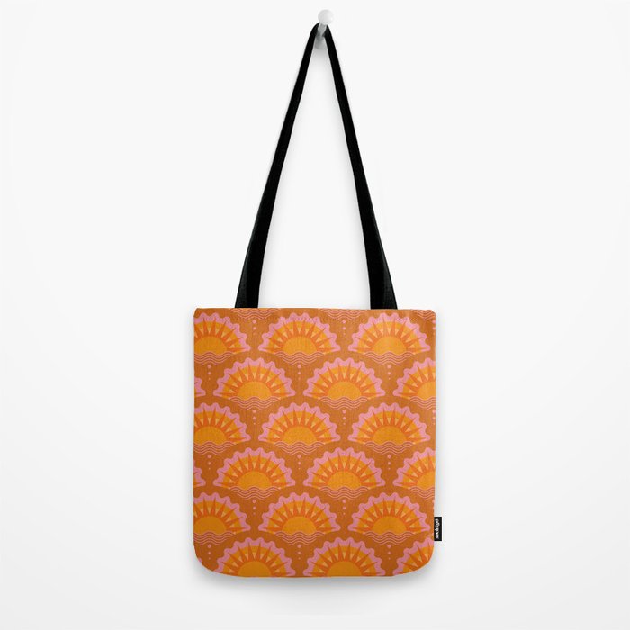 Sunset Seigaiha - Retro Sunshine Tote Bag Gallery Image 2