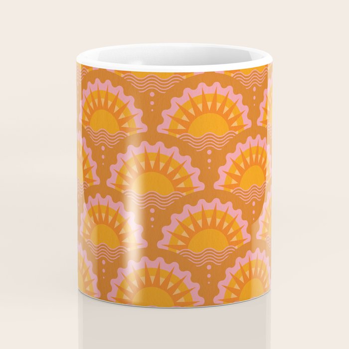 Sunset Seigaiha - Retro Sunshine Coffee Mug Gallery Image 4
