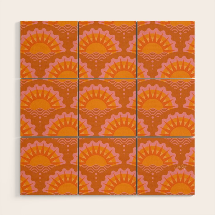 Sunset Seigaiha - Retro Sunshine Wood Wall Art Gallery Image 1