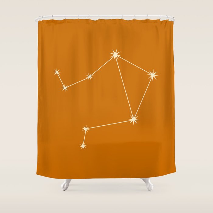 Libra Zodiac Star Constellation Line Art Orange Shower Curtain Gallery Image 1
