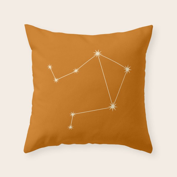 Libra Zodiac Star Constellation Line Art Orange Throw Pillow Gallery Image 1