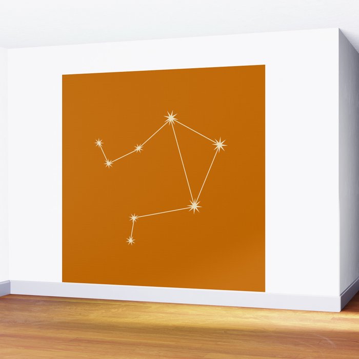 Libra Zodiac Star Constellation Line Art Orange Wall Mural Gallery Image 2