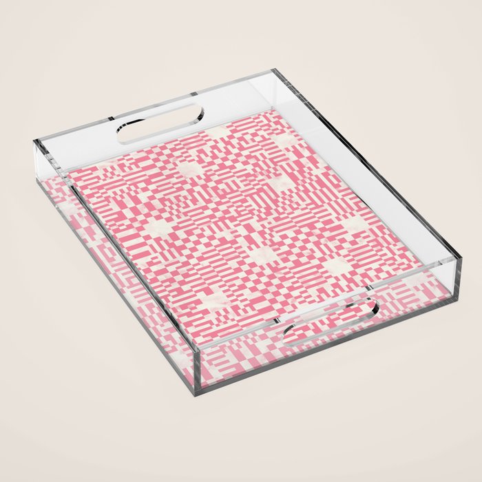 Checkered Pink Matrix Acrylic Tray Gallery Image 1