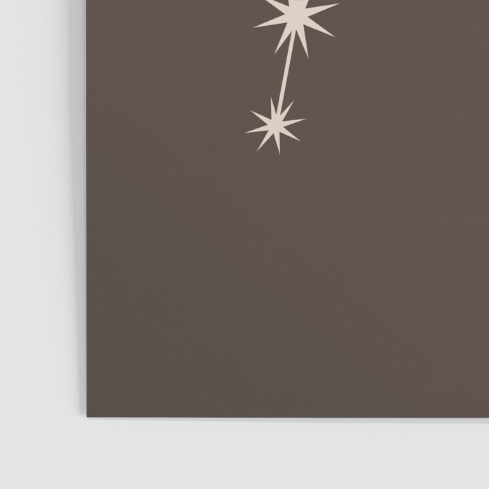 Aquarius Zodiac Star Constellation Line Art Coffee Brown Poster Gallery Image 3