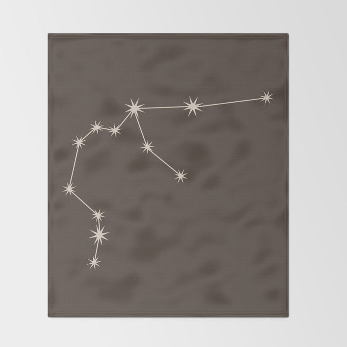 Aquarius Zodiac Star Constellation Line Art Coffee Brown Throw Blanket Gallery Image 2