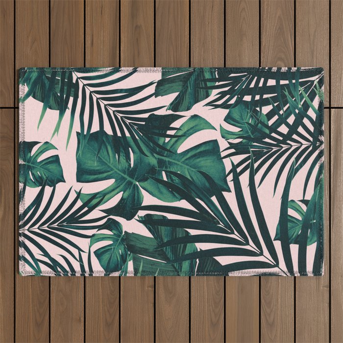 Tropical Jungle Leaves Pattern #5 #tropical #decor #art #society6 Outdoor Rug Gallery Image 1