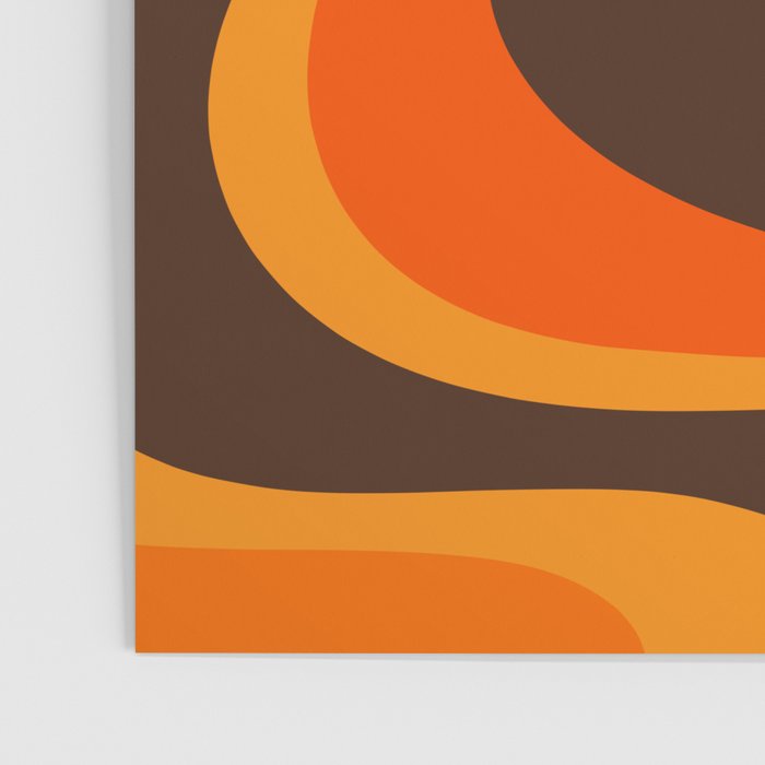 Trippy Dream Wave Machine Abstract Retro Swirl Pattern in 70s Brown and Orange Poster Gallery Image 3