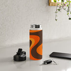 Trippy Dream Wave Machine Abstract Retro Swirl Pattern in 70s Brown and Orange Water Bottle Gallery Image 4