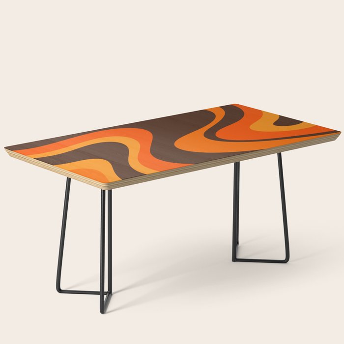 Trippy Dream Wave Machine Abstract Retro Swirl Pattern in 70s Brown and Orange Coffee Table Gallery Image 1