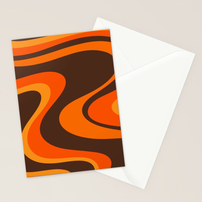 Trippy Dream Wave Machine Abstract Retro Swirl Pattern in 70s Brown and Orange Stationery Card Gallery Image 2