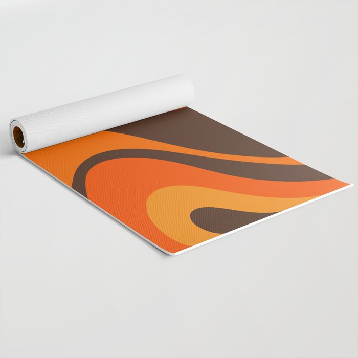 Trippy Dream Wave Machine Abstract Retro Swirl Pattern in 70s Brown and Orange Yoga Mat Gallery Image 2
