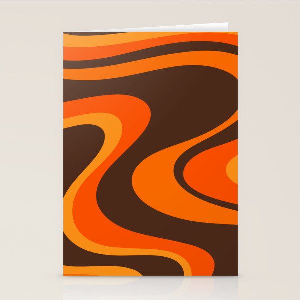 Trippy Dream Wave Machine Abstract Retro Swirl Pattern in 70s Brown and Orange Stationery Card Gallery Image 2