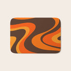 Trippy Dream Wave Machine Abstract Retro Swirl Pattern in 70s Brown and Orange Bath Mat Gallery Image 1
