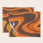 Trippy Dream Wave Machine Abstract Retro Swirl Pattern in 70s Brown and Orange Placemat Gallery Image 1