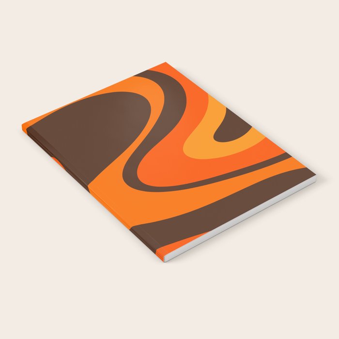 Trippy Dream Wave Machine Abstract Retro Swirl Pattern in 70s Brown and Orange Notebook Gallery Image 2