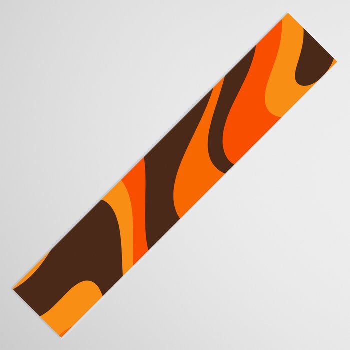 Trippy Dream Wave Machine Abstract Retro Swirl Pattern in 70s Brown and Orange Table Runner Gallery Image 3